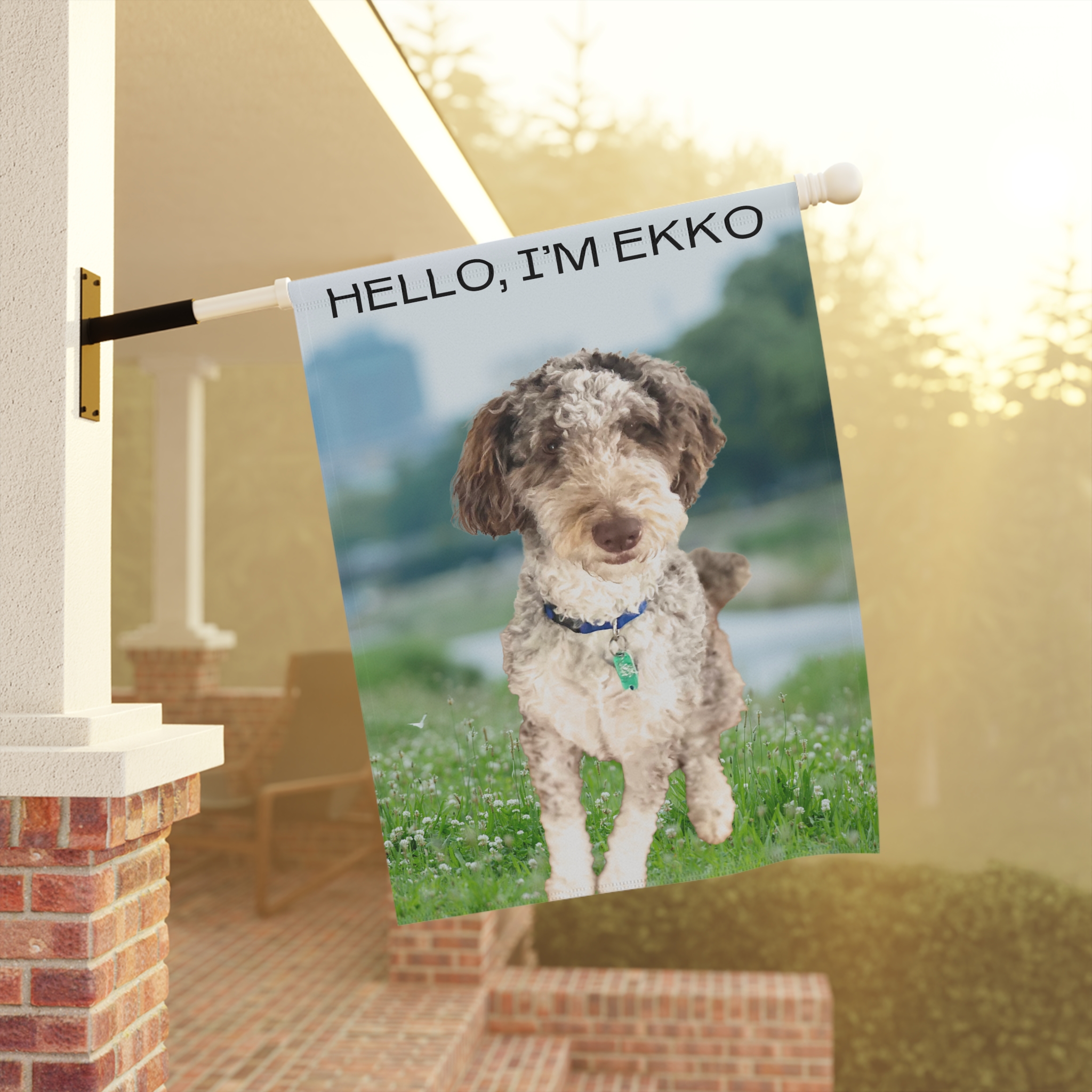Dog Garden Flag - "Hello, I'm Ekko" Personalized Pet Welcome Banner - Image 8
