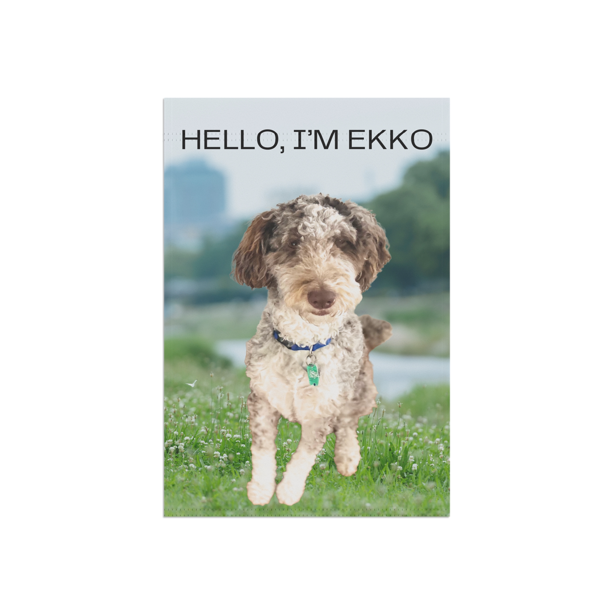 Dog Garden Flag - "Hello, I'm Ekko" Personalized Pet Welcome Banner - Image 3